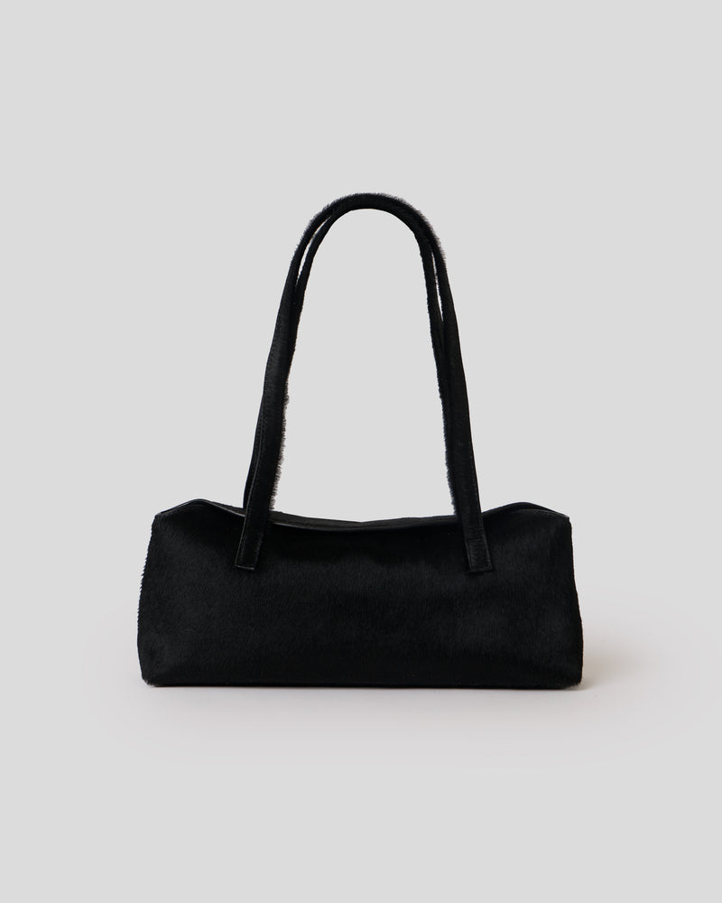JOAN CALF-HAIR SHOULDER BAG Black - HANDBAGS