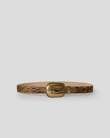 WALKER CALF-HAIR LEATHER BELT Tiger Brass - BELT