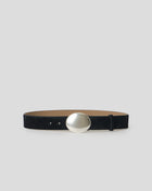 JUNA CALF-HAIR LEATHER BELT Black Silver - BELT