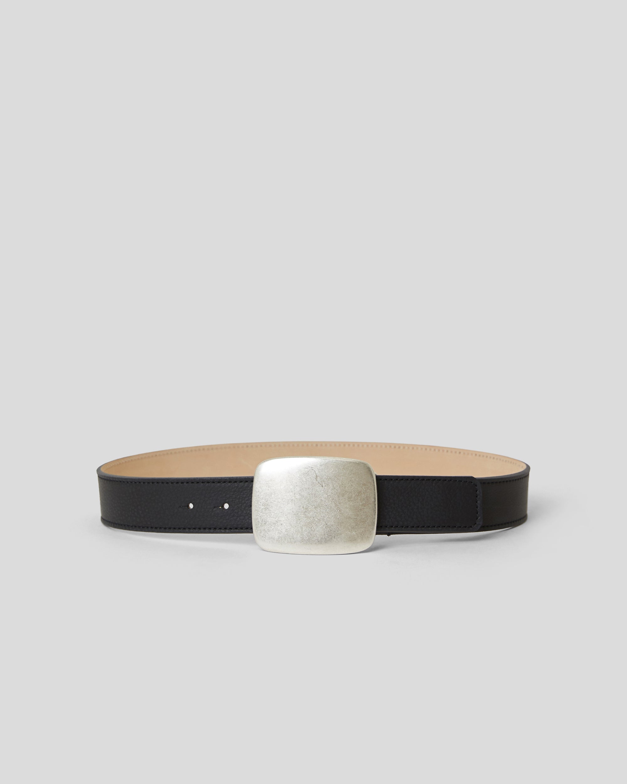LEIGHTON LEATHER BELT Black Silver - BELT