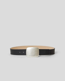 LEIGHTON LEATHER BELT Black Silver - BELT