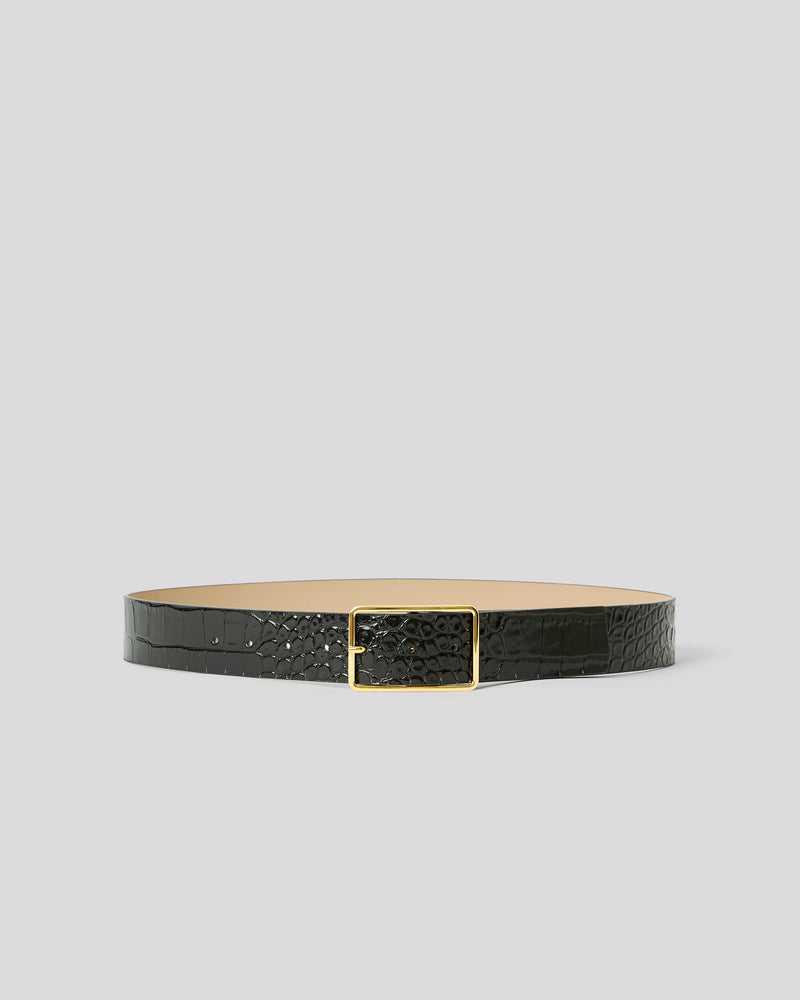 MILLA CROCO LEATHER BELT Black Gold XL - BELT