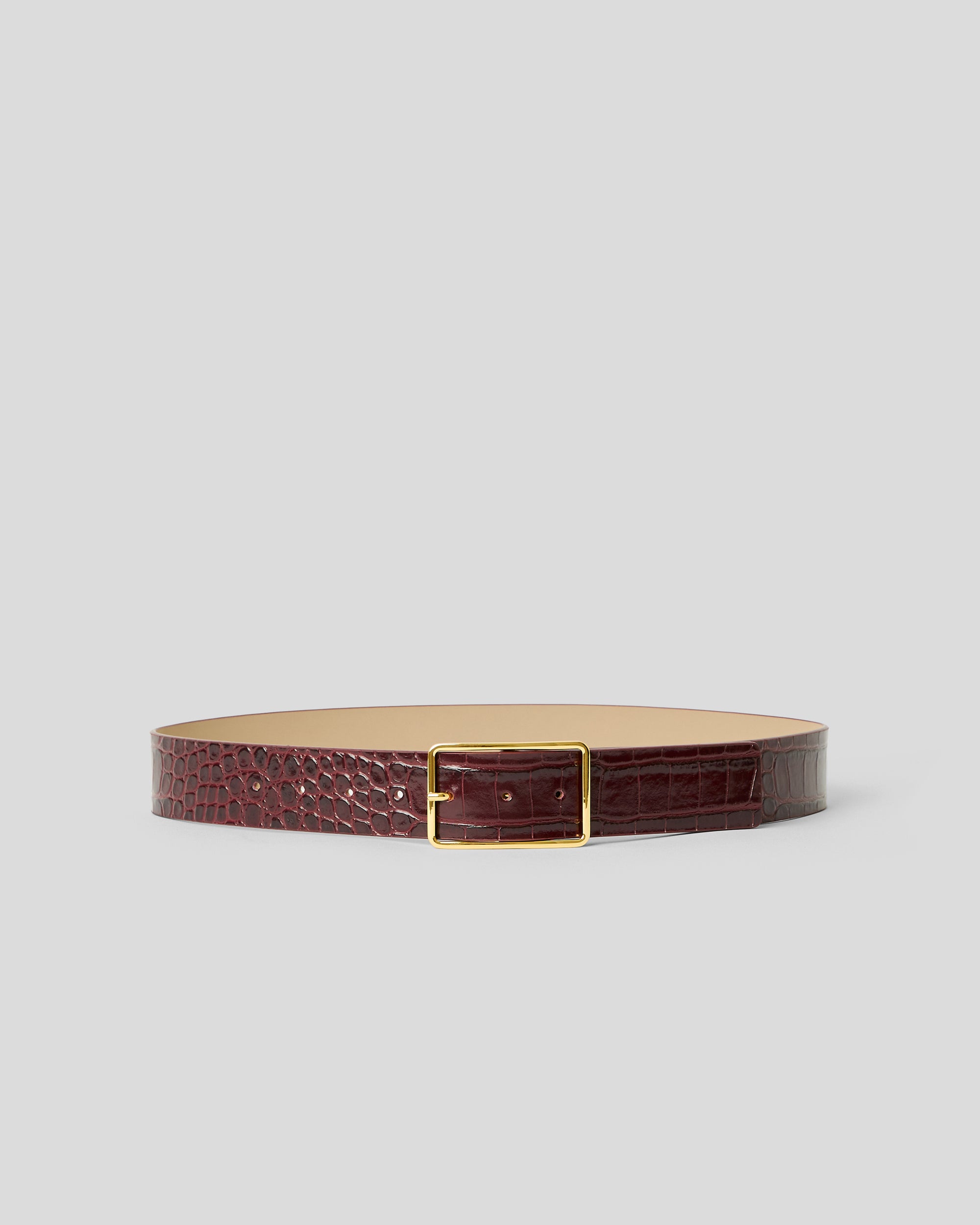 MILLA CROCO LEATHER BELT Merlot Gold - BELT