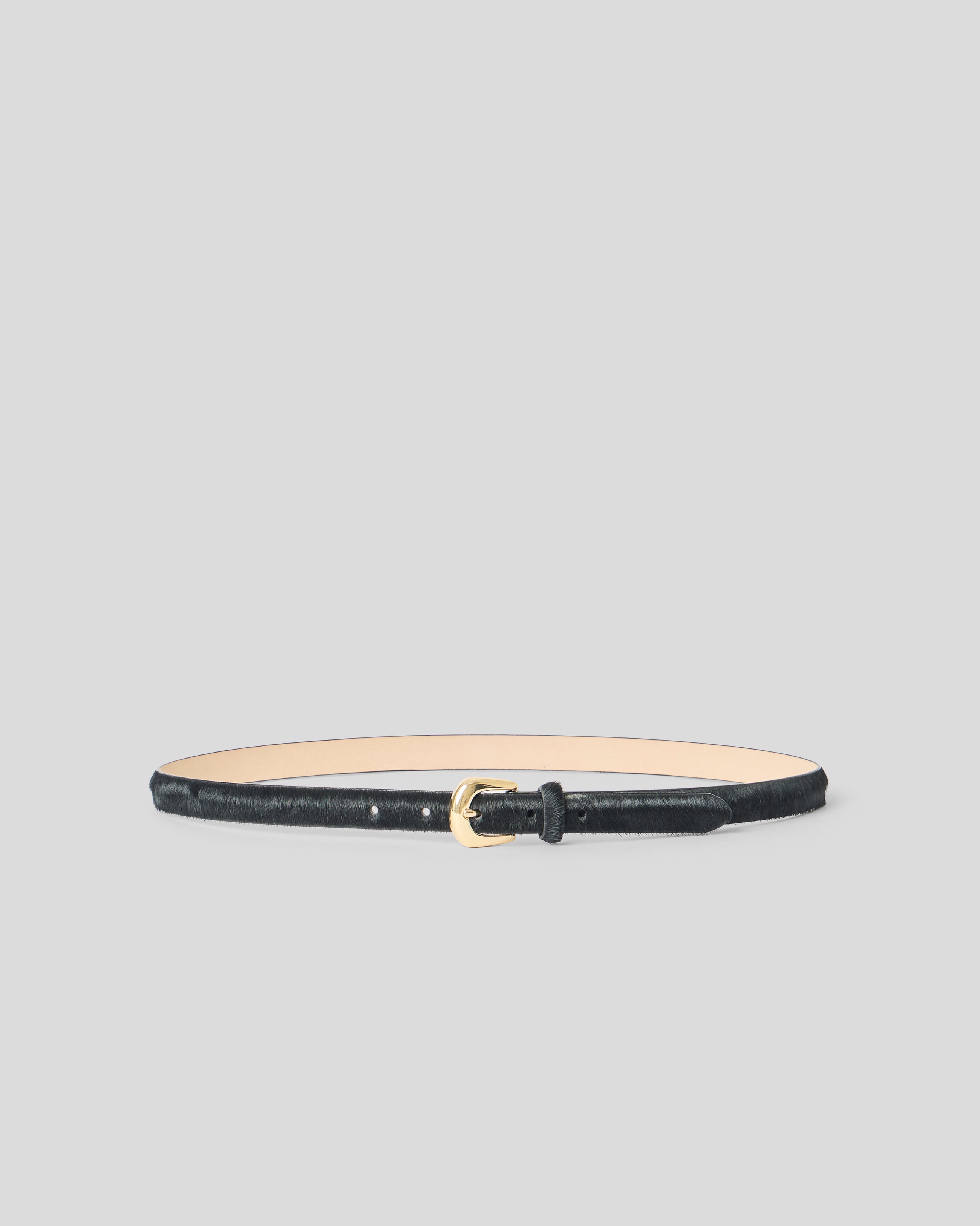 KENNEDY MINI CALF-HAIR LEATHER BELT Black Gold - BELT