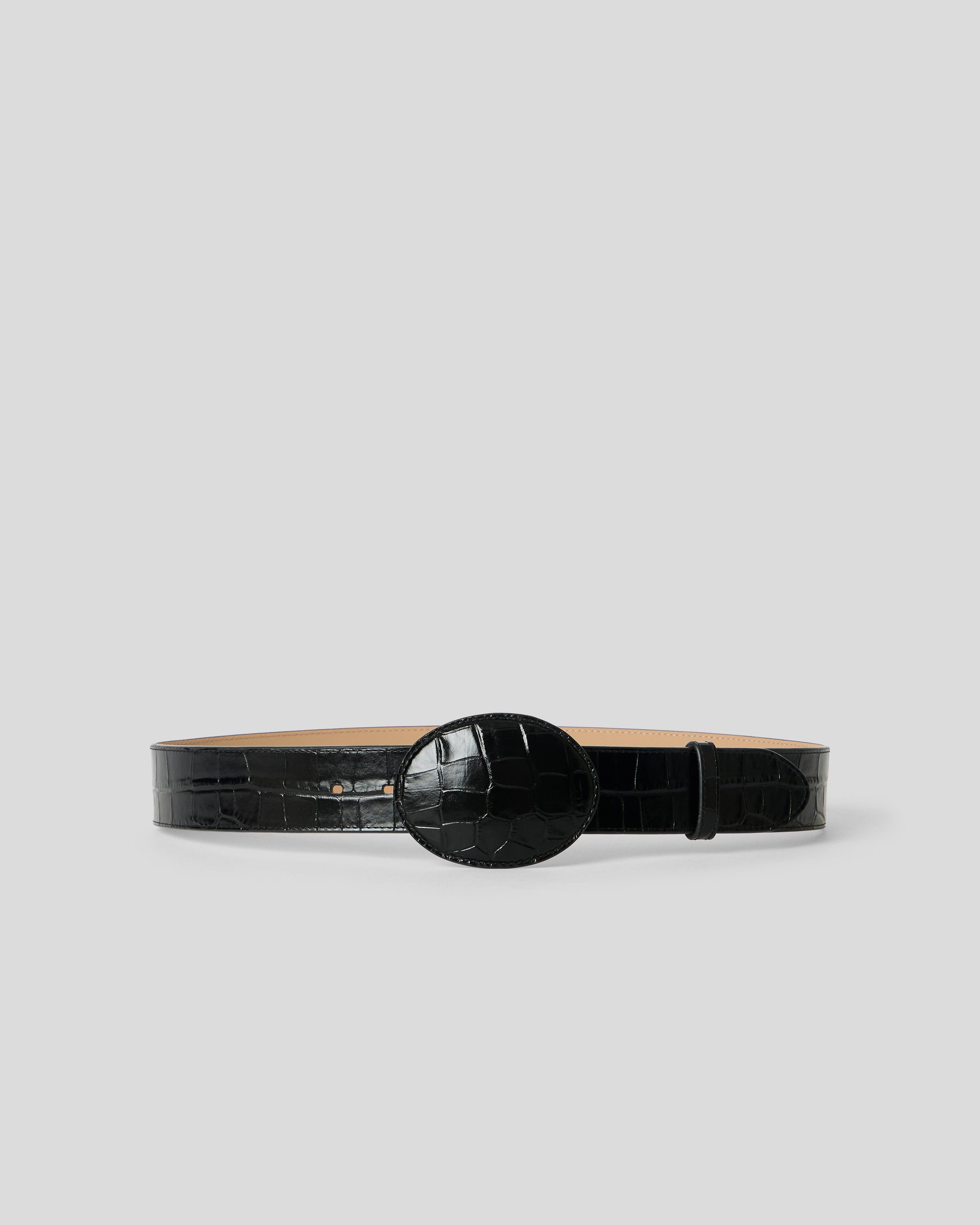 MABEL CROCO LEATHER BELT Black - BELT