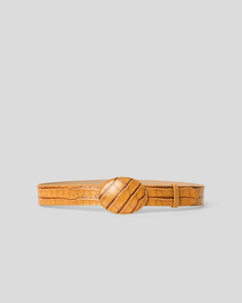 MABEL CROCO LEATHER BELT Camel - BELT
