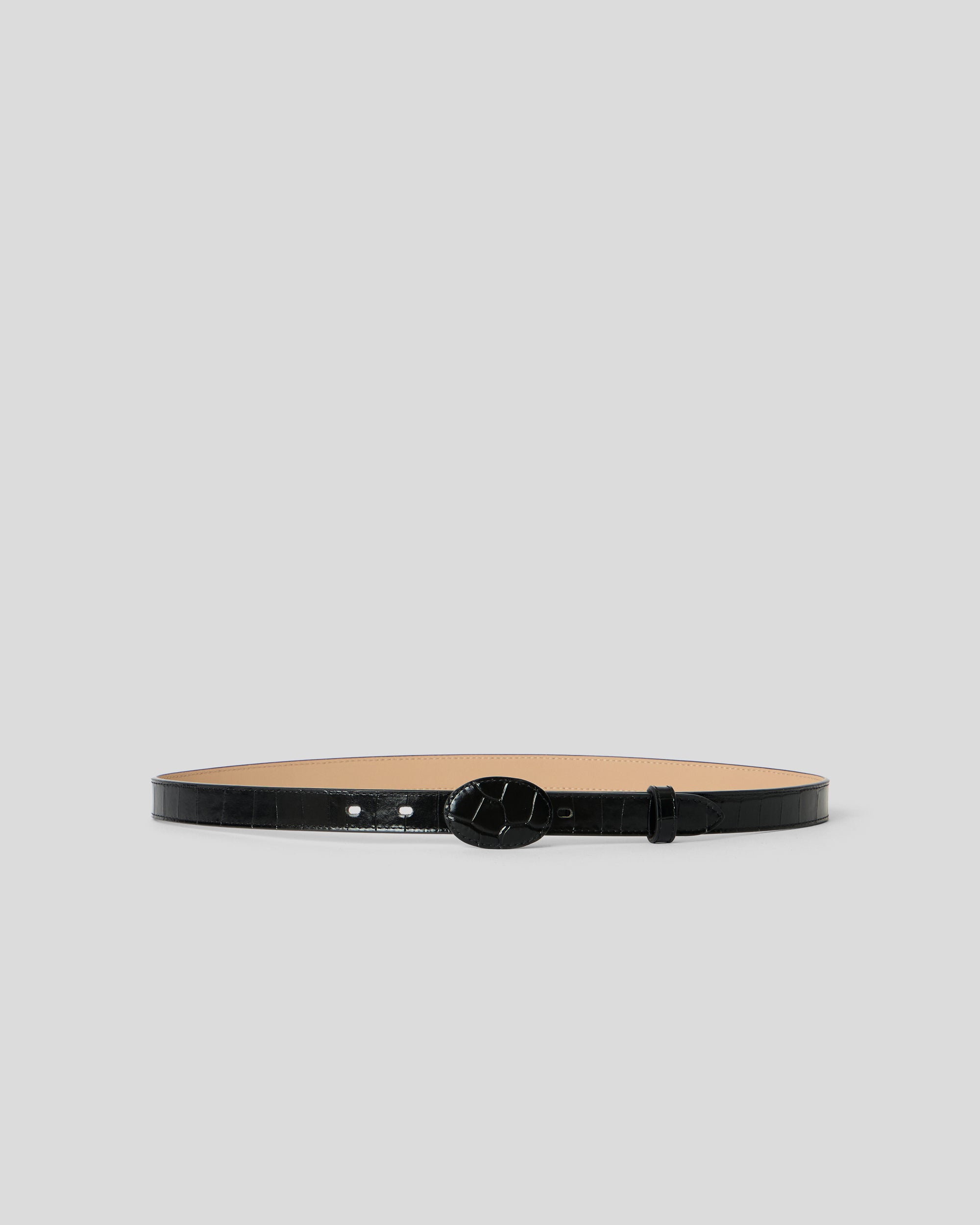 JUNE CROCO LEATHER BELT Black - BELT