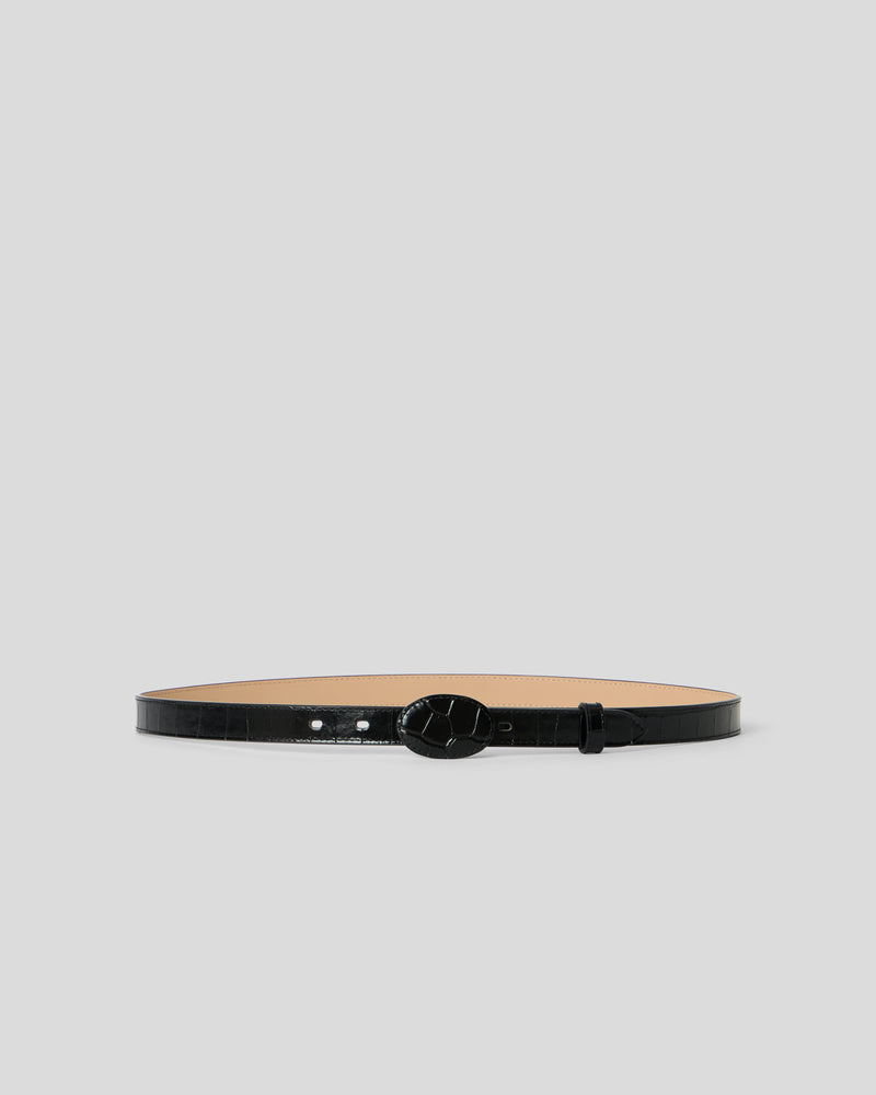 JUNE CROCO LEATHER BELT Black - BELT