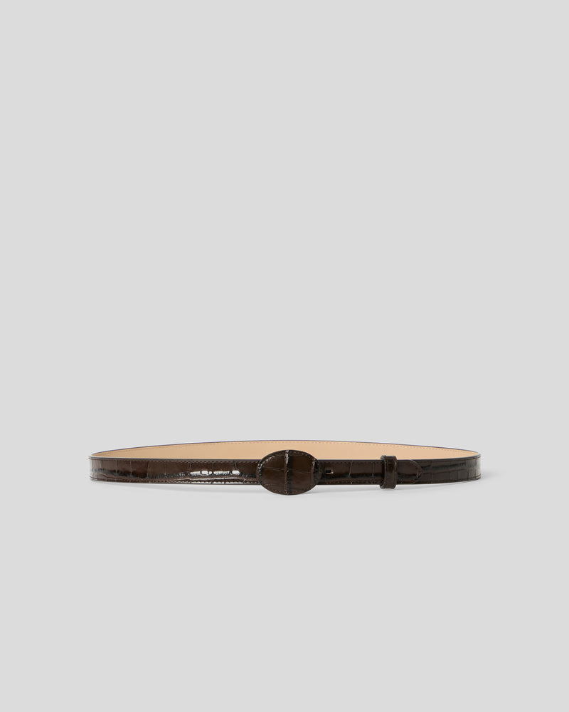 JUNE CROCO LEATHER BELT Chocolate - BELT
