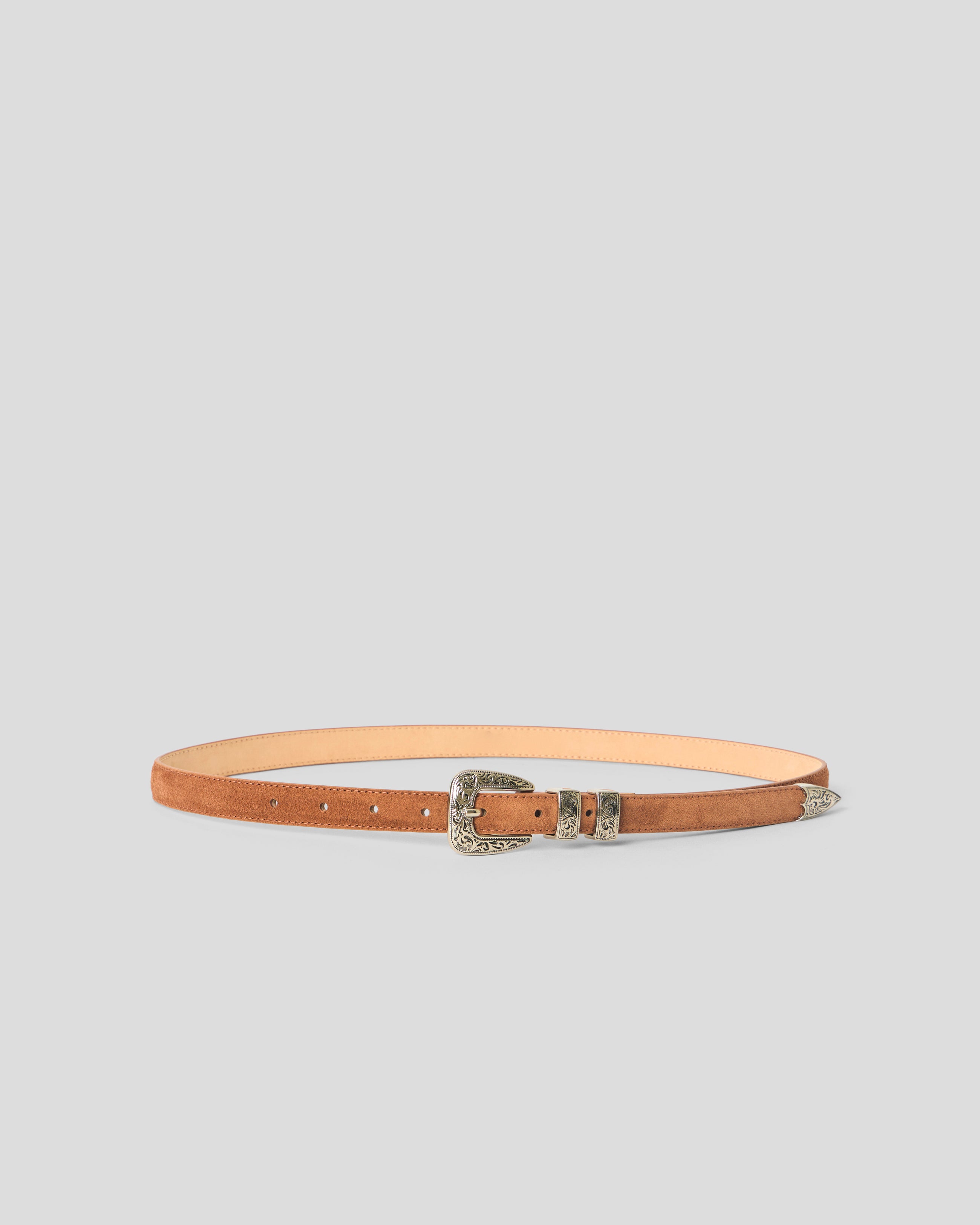 GUNNAR SUEDE BELT Cognac Silver - BELT