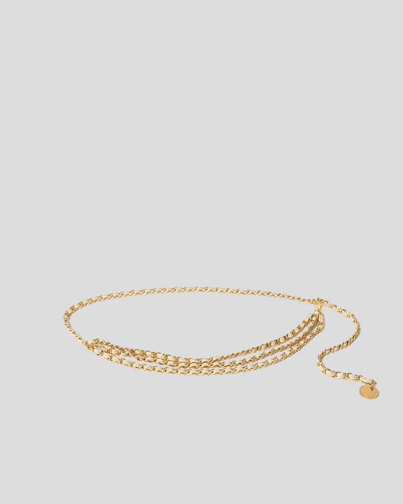 GISSEL MINI CHAIN BELT Bone Gold OS - BELT