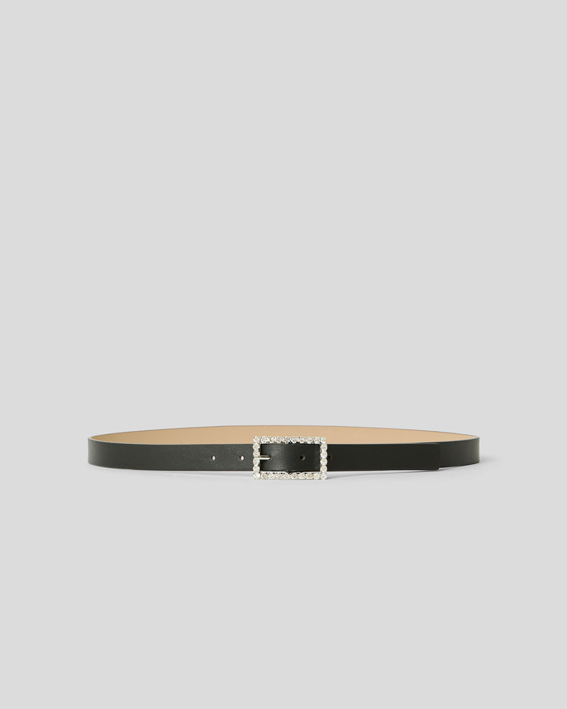 KAT LEATHER BELT Black Silver - BELT
