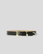 ARDEN CROCO LEATHER BELT Black Silver - BELT