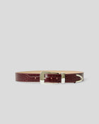 ARDEN CROCO LEATHER BELT Merlot Silver - BELT