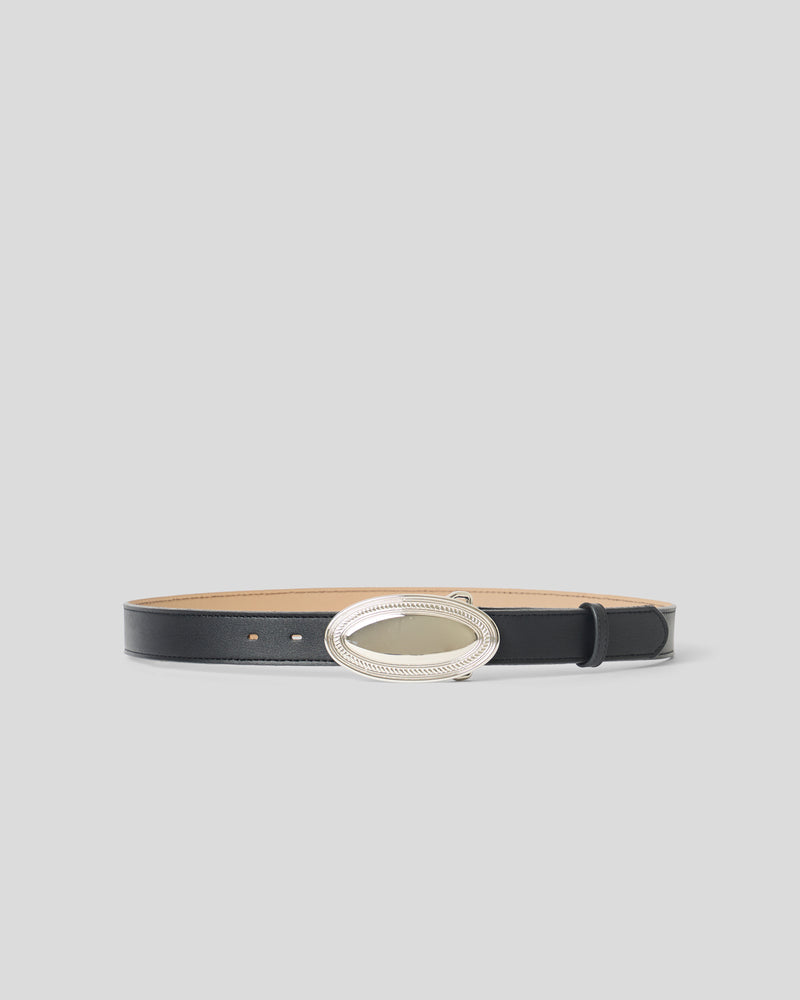 ADLEY LEATHER BELT Black Silver - BELT