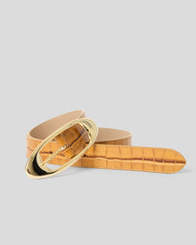 CANDICE CROCO LEATHER BELT Camel Gold - BELT