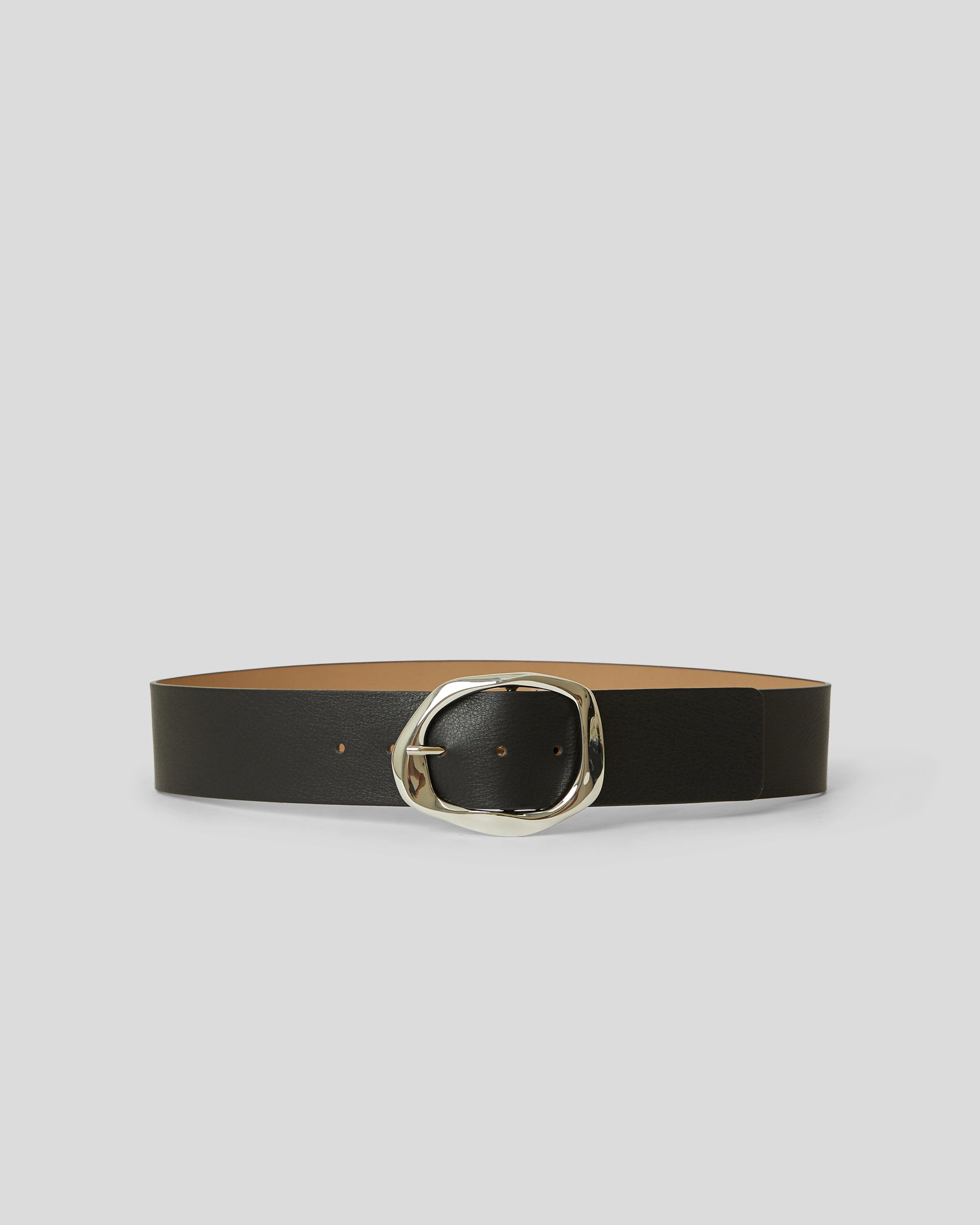 EDMOND LEATHER BELT Black Silver - BELT