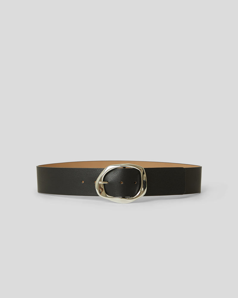 EDMOND LEATHER BELT Black Silver - BELT