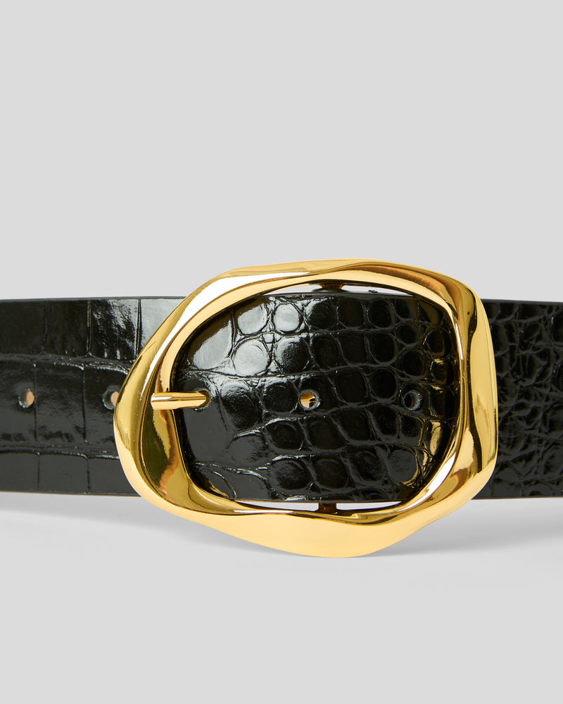 EDMOND CROCO LEATHER BELT - BELT