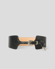 LORETTA LEATHER BELT Black Silver - BELT