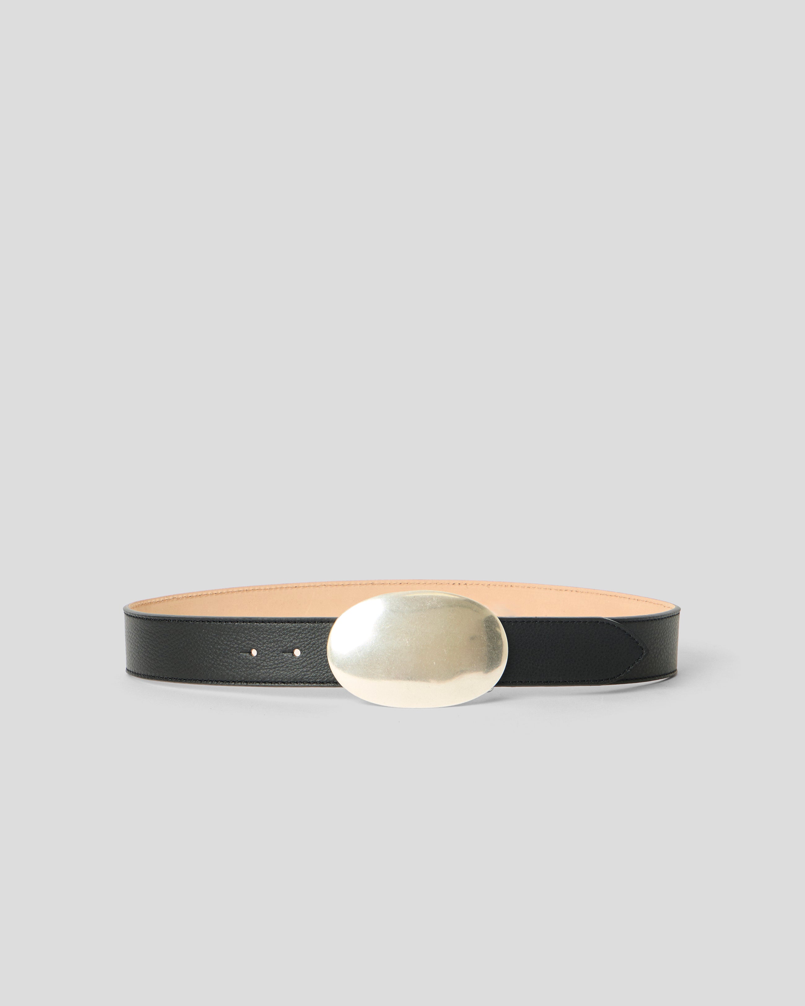 MYRA LEATHER BELT Black Silver - BELT