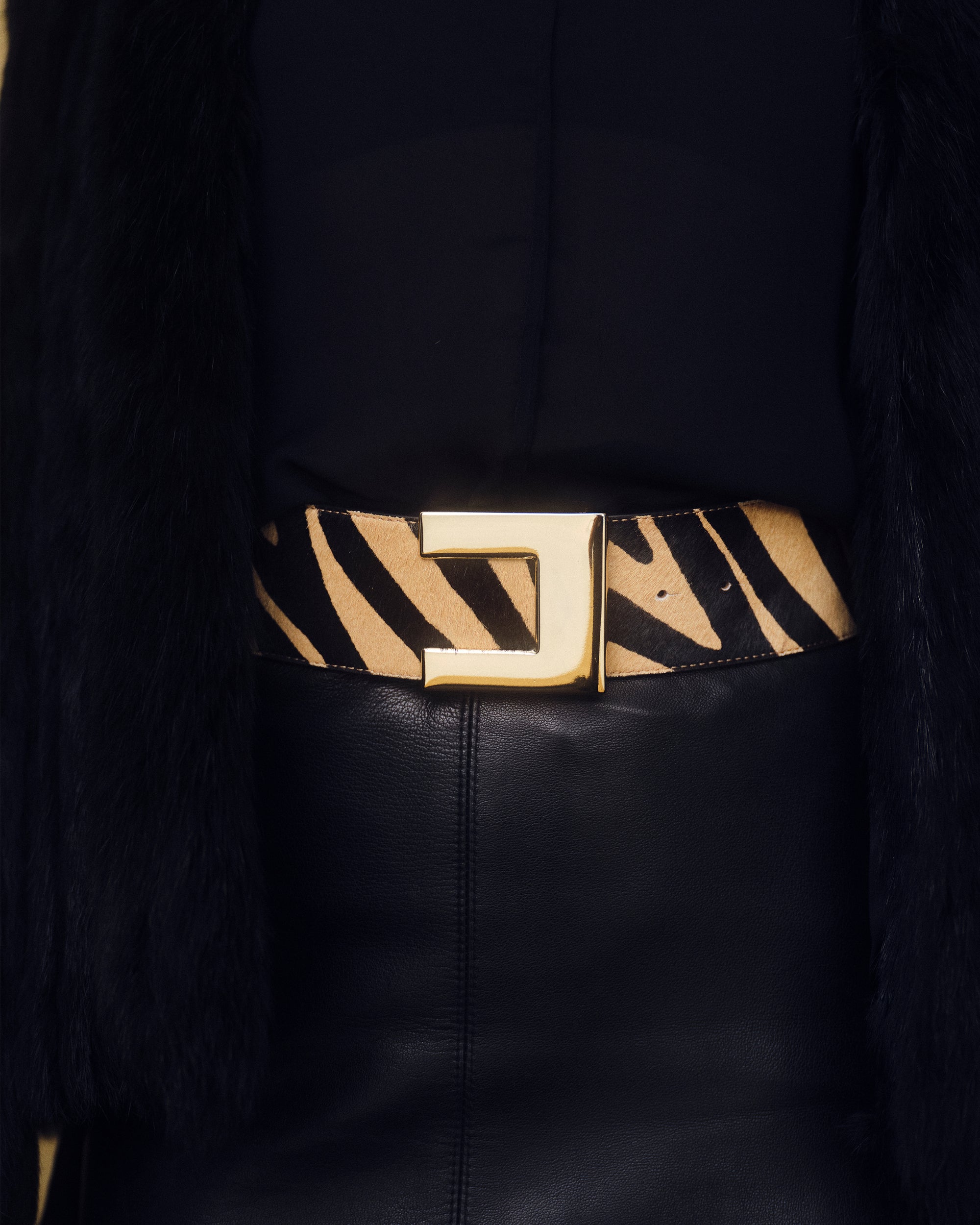 NATHAN CALF-HAIR LEATHER BELT - BELT