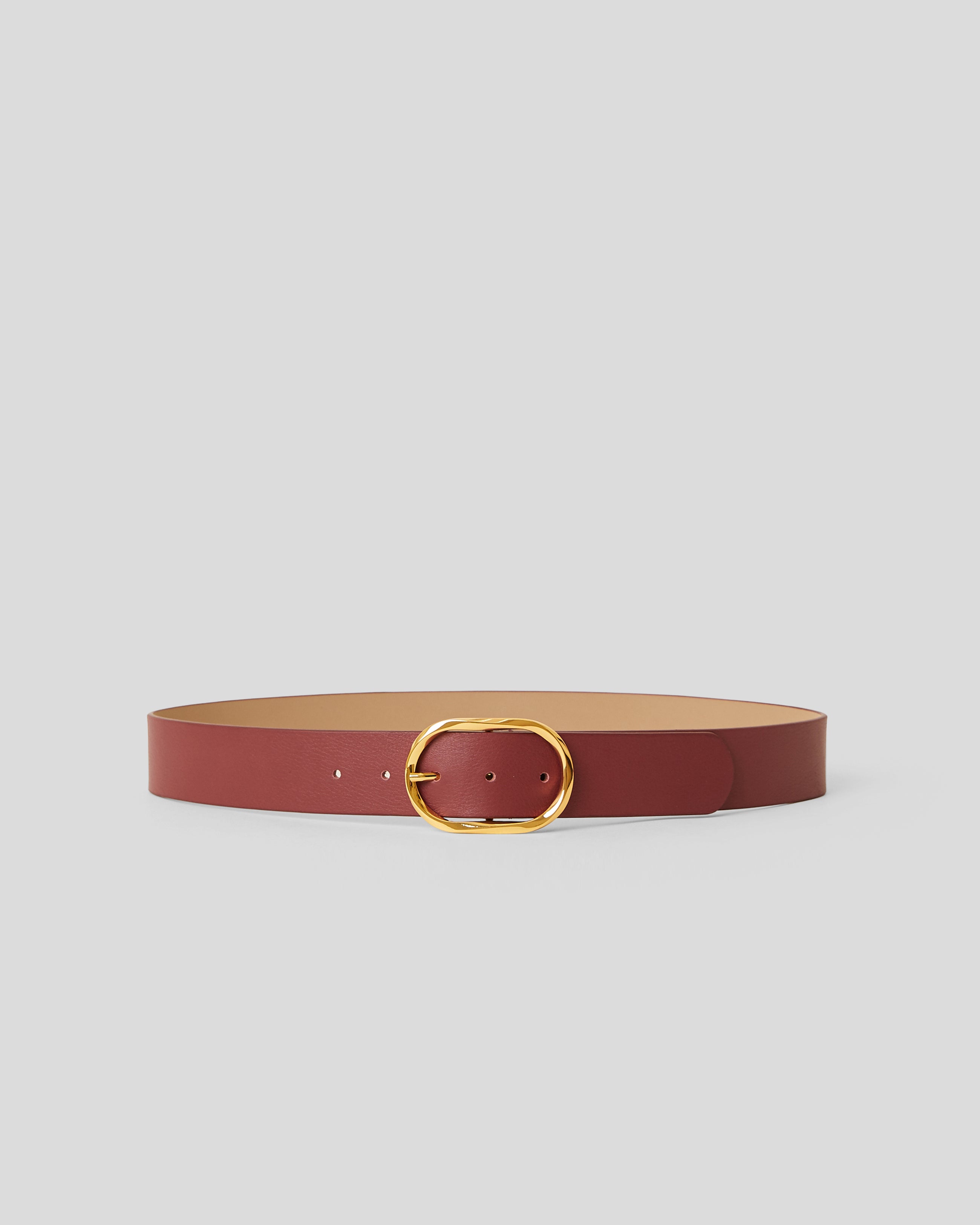 KYRA LEATHER BELT Maroon Gold - BELT