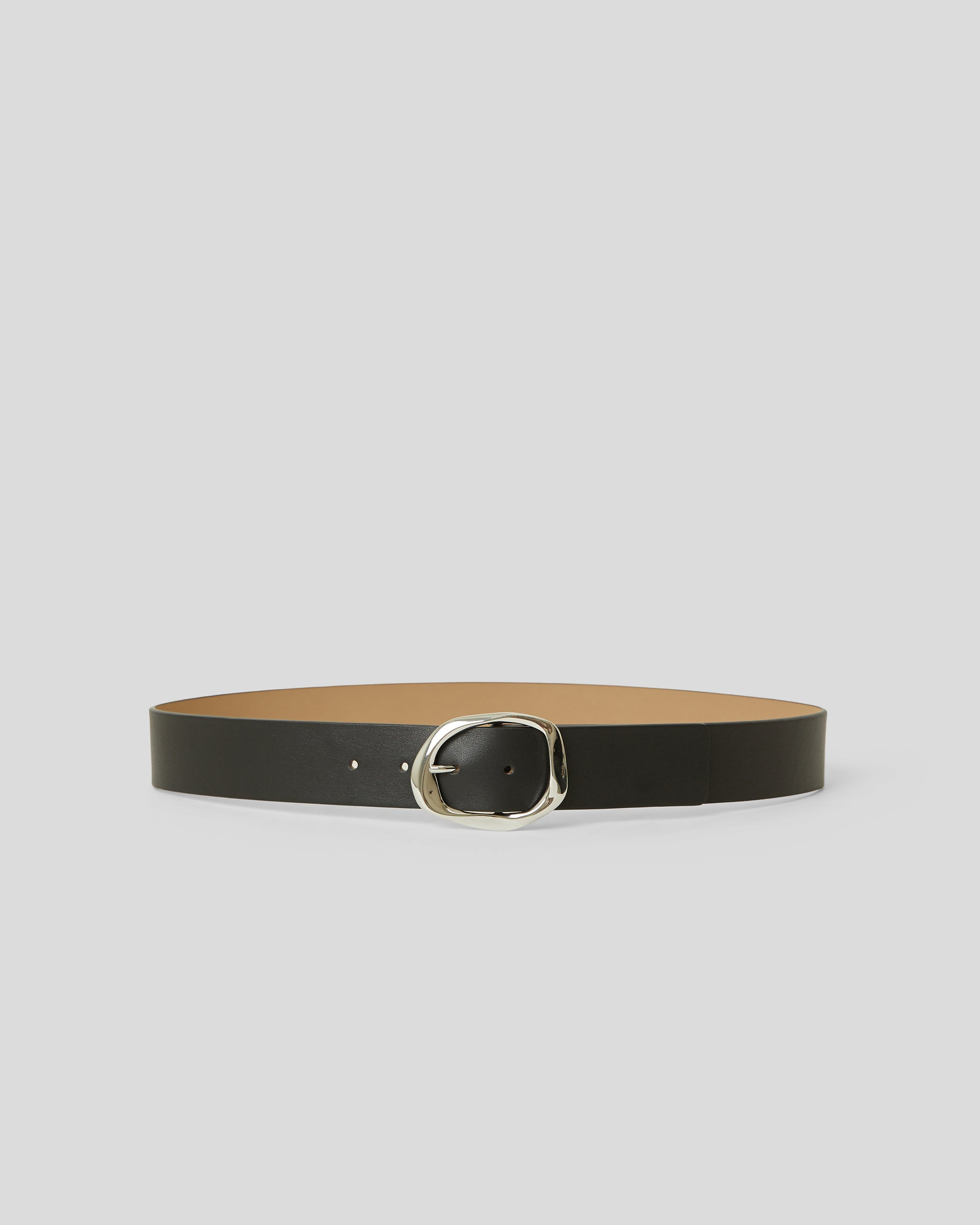 EDMOND MINI LEATHER BELT Black Silver - BELT