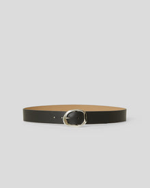 EDMOND MINI LEATHER BELT Black Silver - BELT