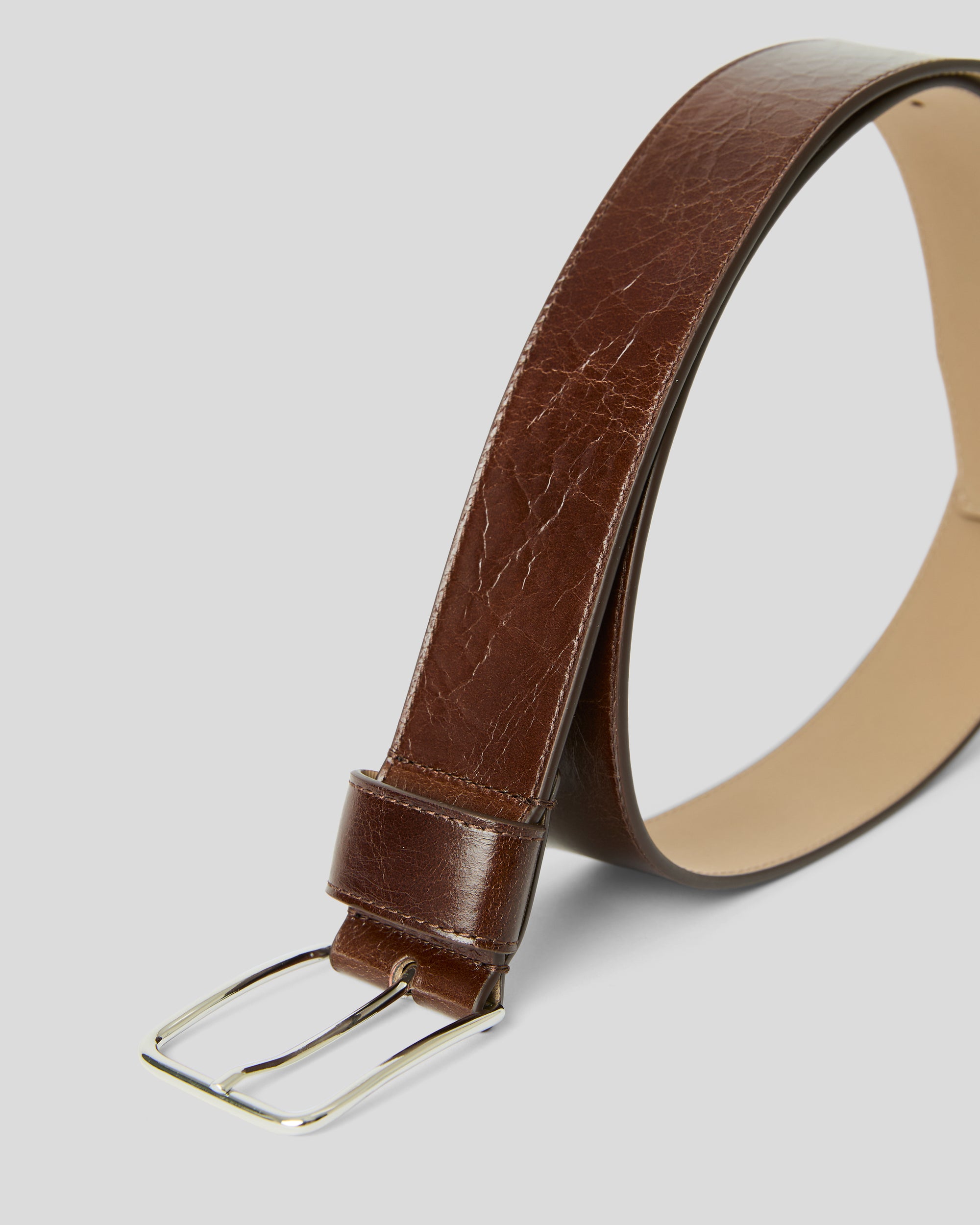 ENZO RUGOUS LEATHER BELT Sepia Silver - BELT