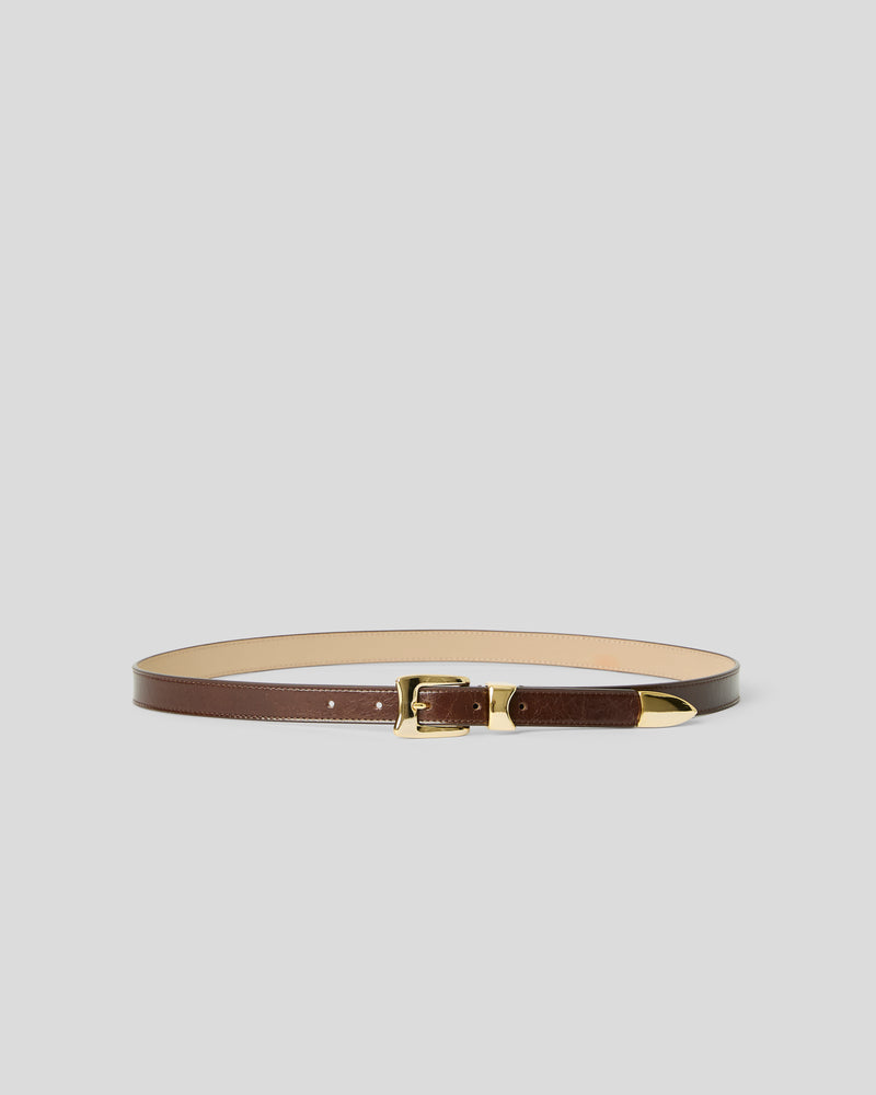 AIDEN RUGOUS LEATHER BELT Sepia Gold - BELT