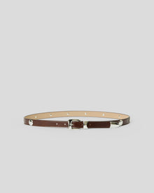 AIDEN STUDDED RUGOUS LEATHER BELT Sepia Silver - BELT