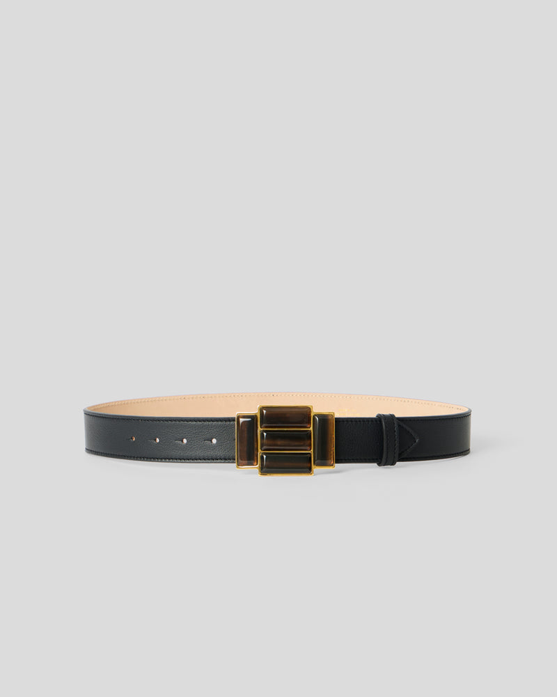 AGATA LEATHER BELT Black Tiger Eye - BELT