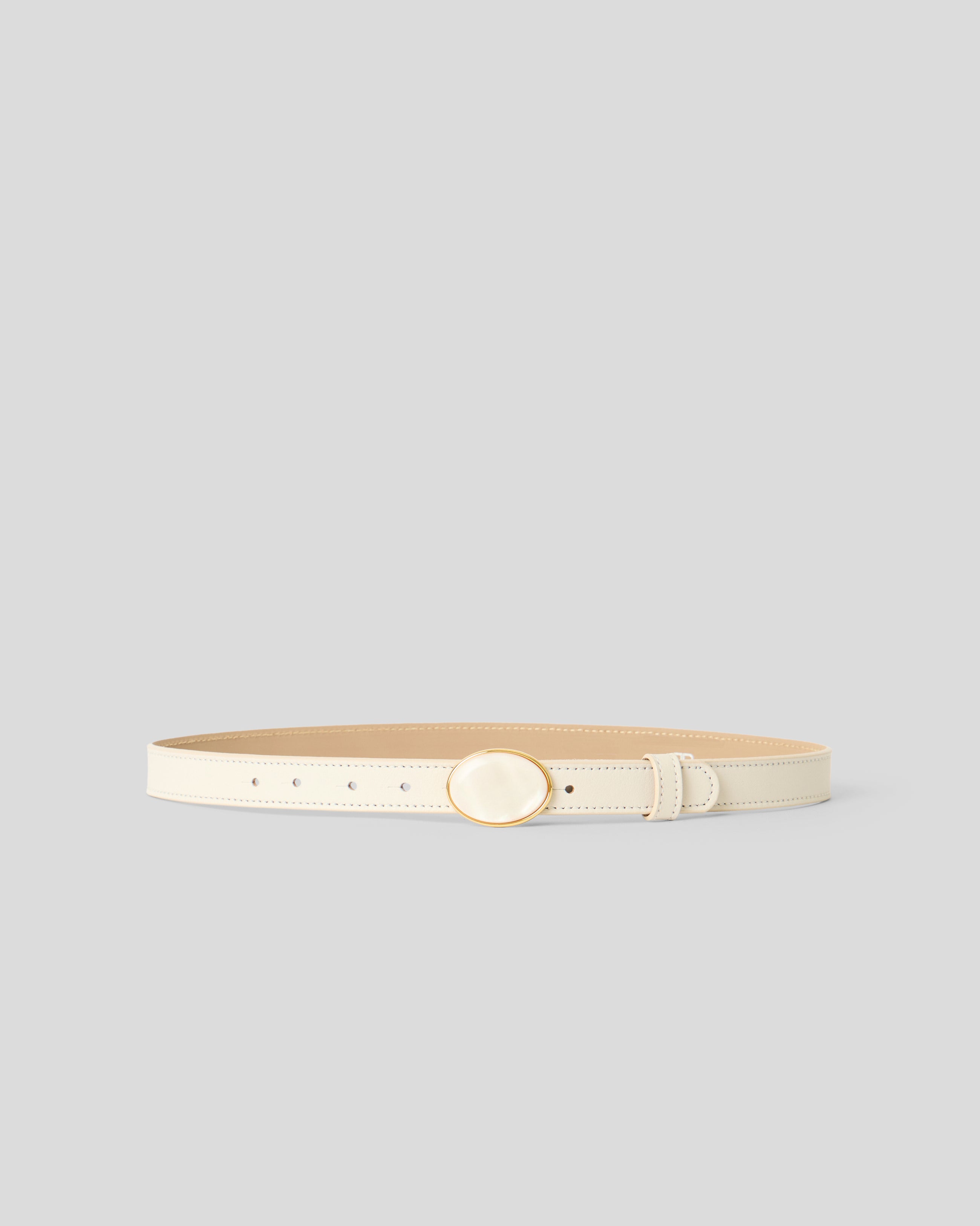 KIMANI LEATHER BELT Gesso Pearl - BELT