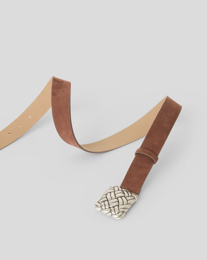 WEAVER NUBUCK BELT Brownie Silver - BELT