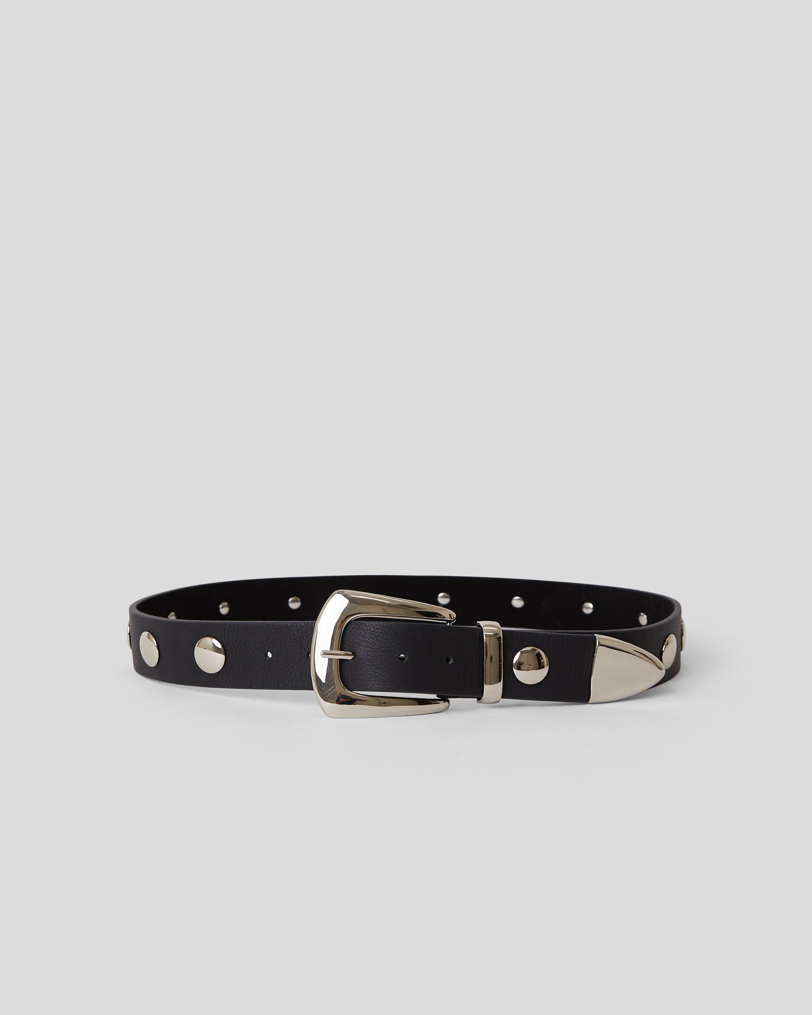 JORDANA MINI MOTO LEATHER BELT Black Silver - BELT