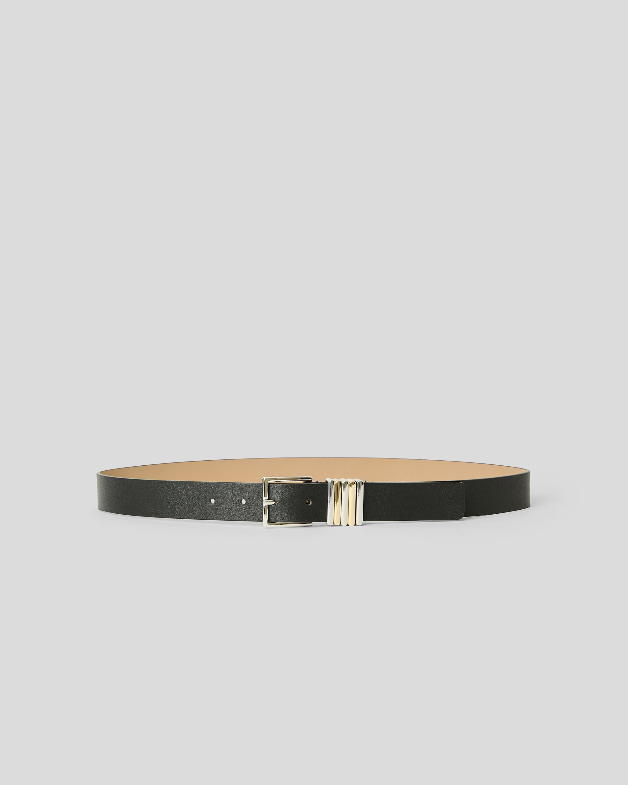 LUMI LEATHER BELT Black Silver - BELT
