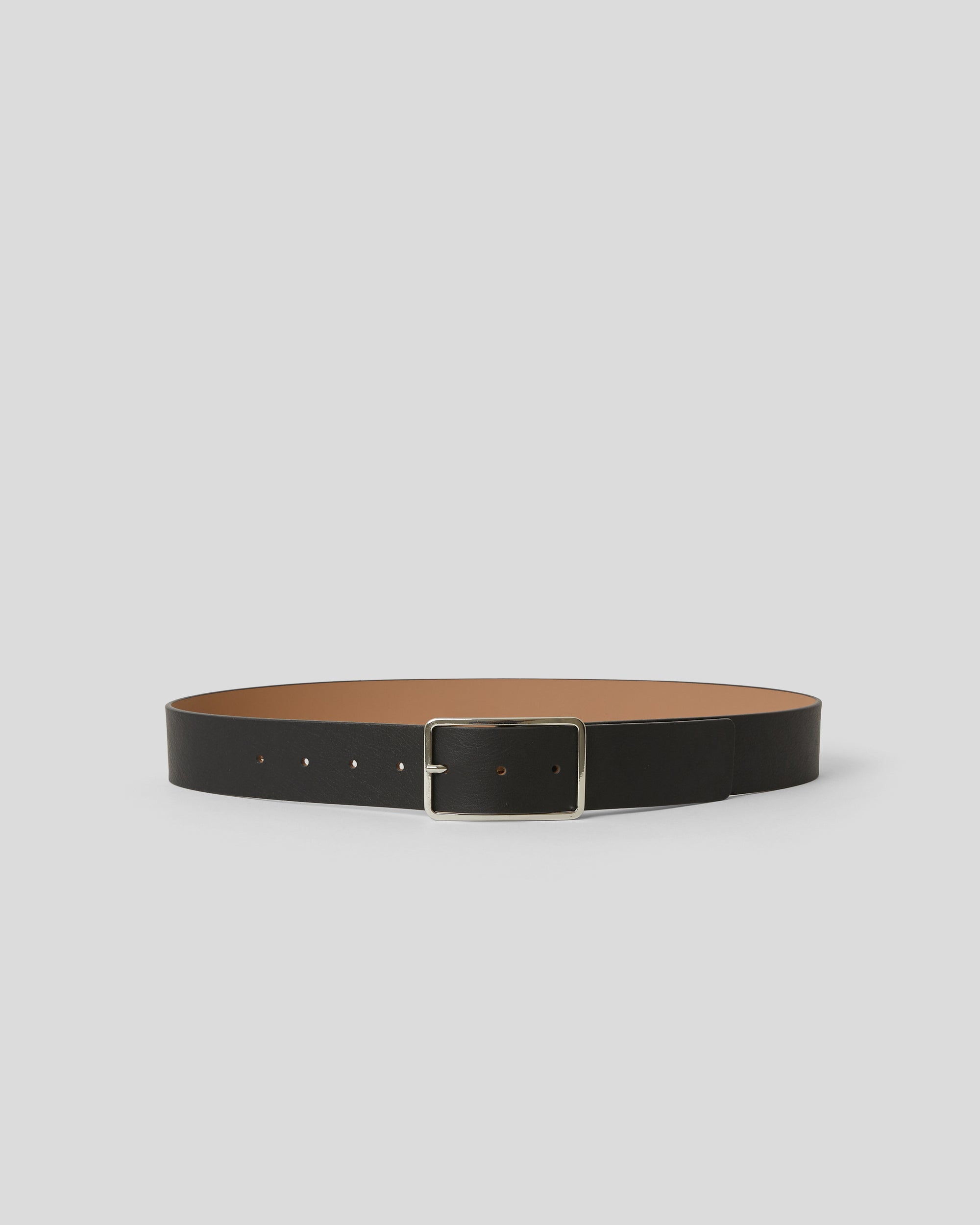 MILLA LEATHER BELT Black Silver - BELT