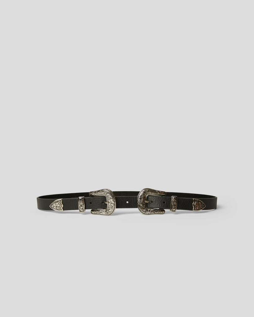 BABY BRI BRI LEATHER BELT Black Silver - BELT