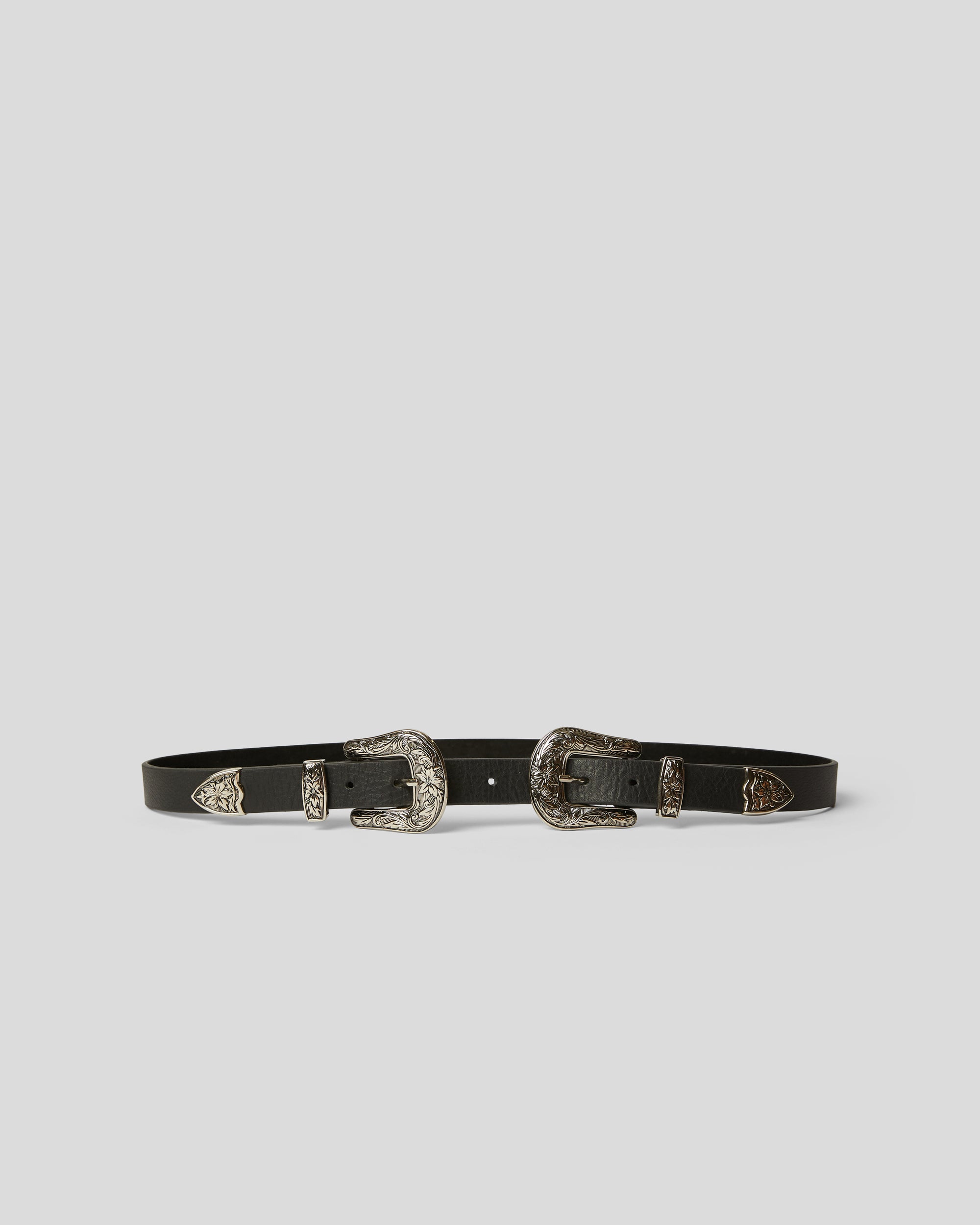 BABY BRI BRI LEATHER BELT Black Silver - BELT