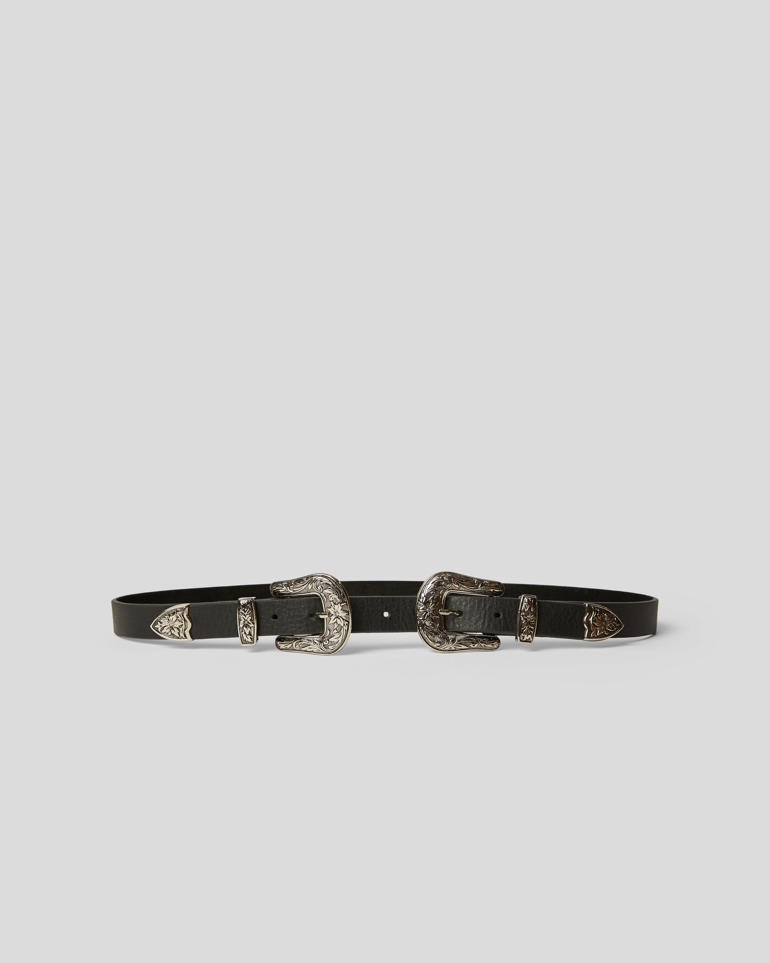 BABY BRI BRI LEATHER BELT Black Silver - BELT