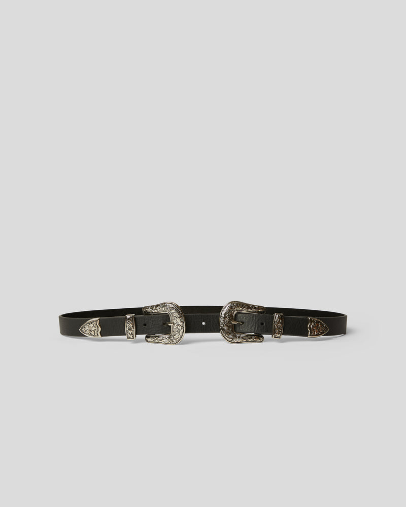 BABY BRI BRI LEATHER BELT Black Silver - BELT