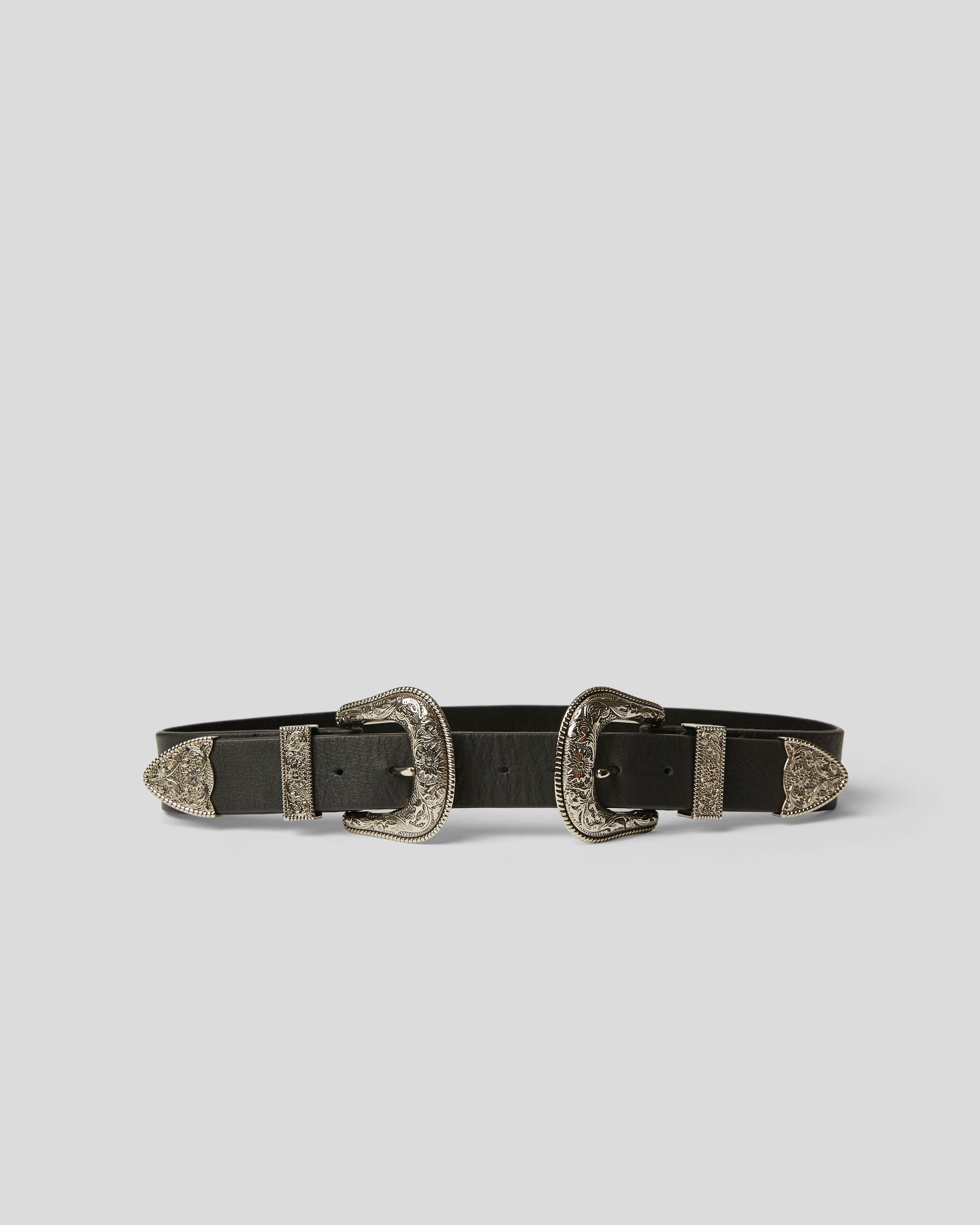 BRI BRI LEATHER BELT Black Silver - BELT
