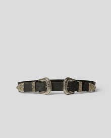 BRI BRI LEATHER BELT Black Silver - BELT