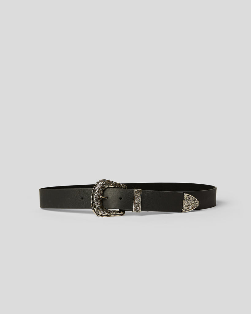 FRANK LEATHER BELT Black Silver - BELT