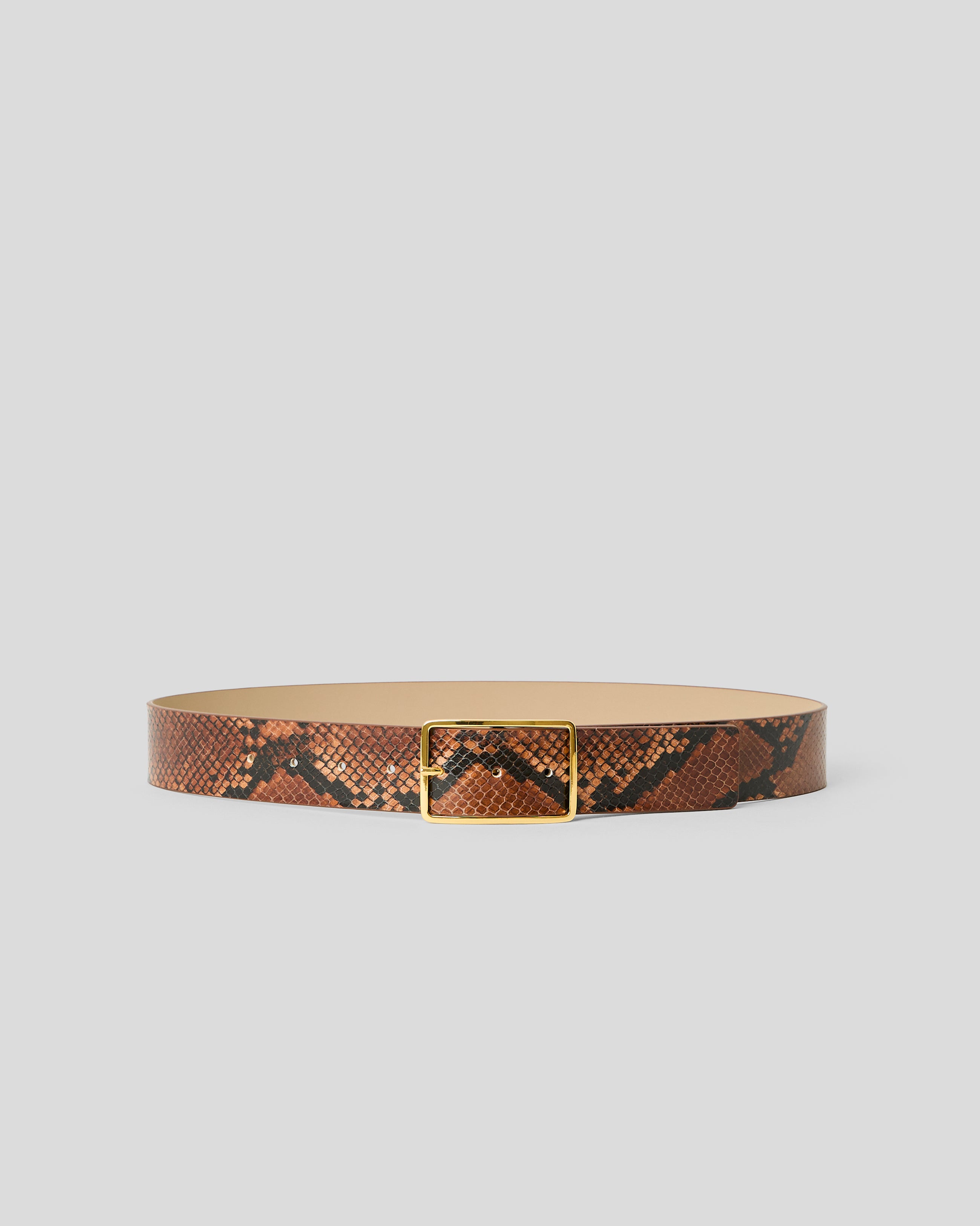 MILLA PYTHON LEATHER BELT Cognac Gold - BELT
