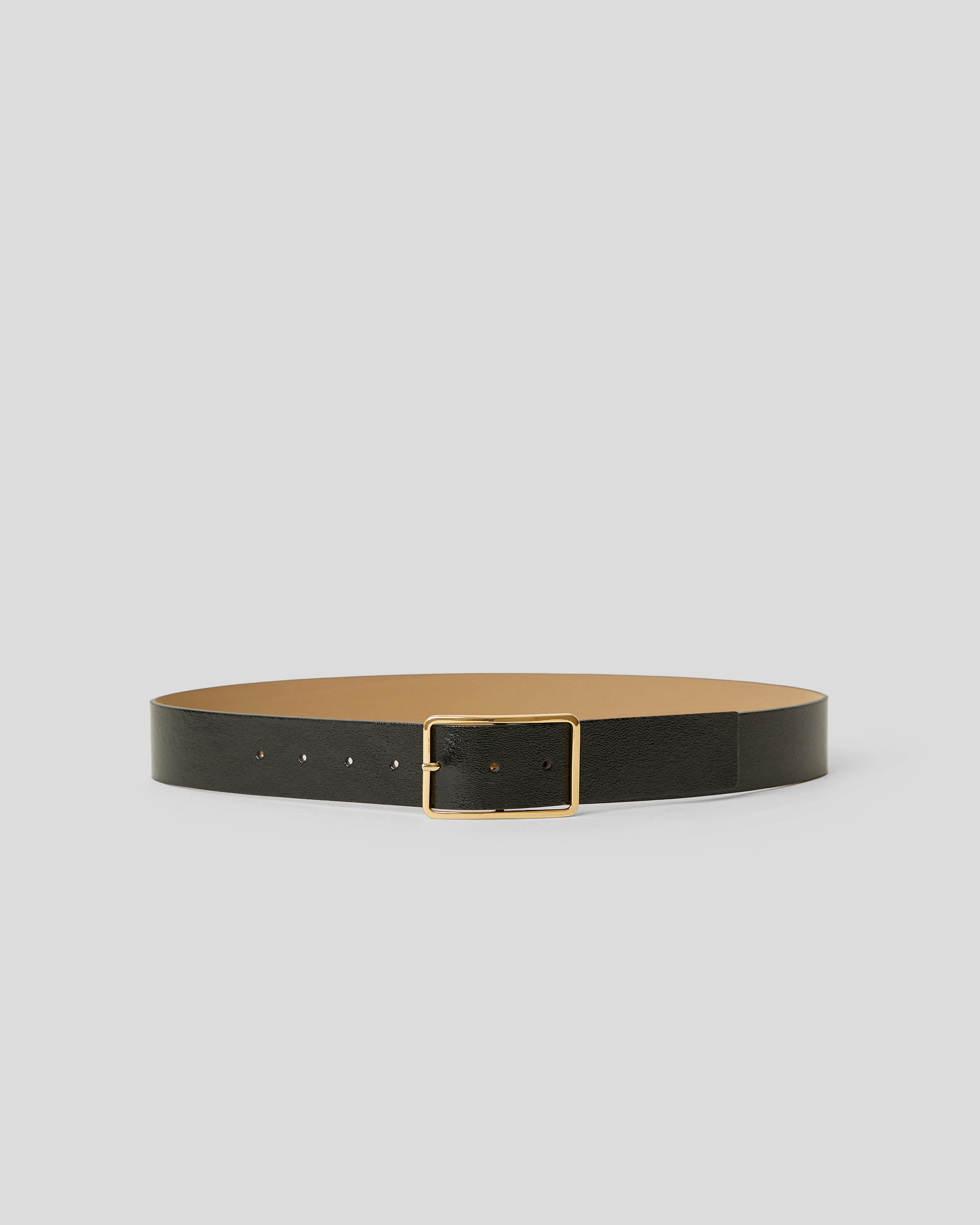 MILLA GLOSS LEATHER BELT Black Gold - BELT