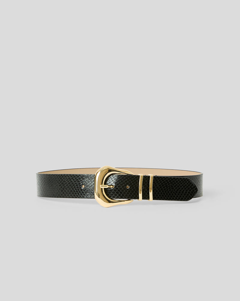 KODA PYTHON LEATHER BELT Black Gold - BELT