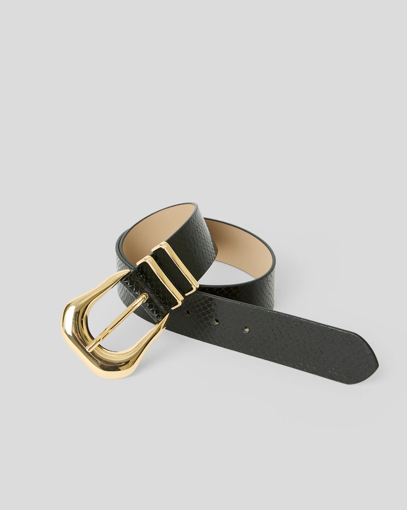 KODA PYTHON LEATHER BELT Black Gold - BELT
