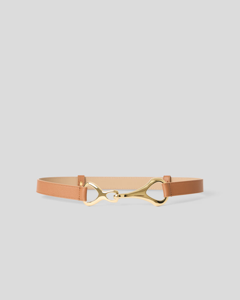 GIDEON LEATHER BELT Cuoio Gold - BELT
